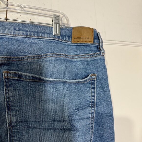 American Eagle Low Rise Baggy Straight Leg Jeans STRIGID Size 18 Short Blue - Picture 6 of 9